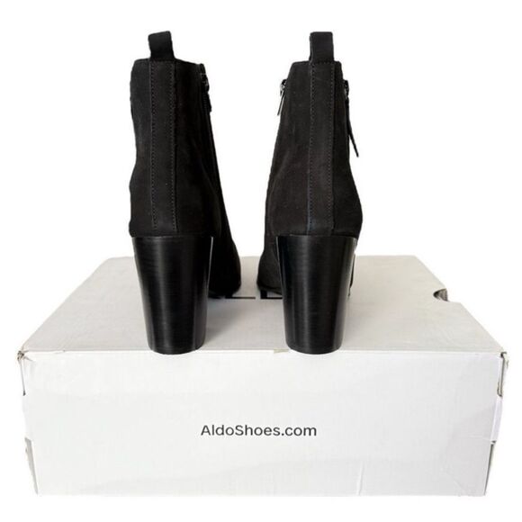 Aldo Noemieflex Black Suede Chunky Block Heel Boots Women’s Size 9 - Picture 5 of 8